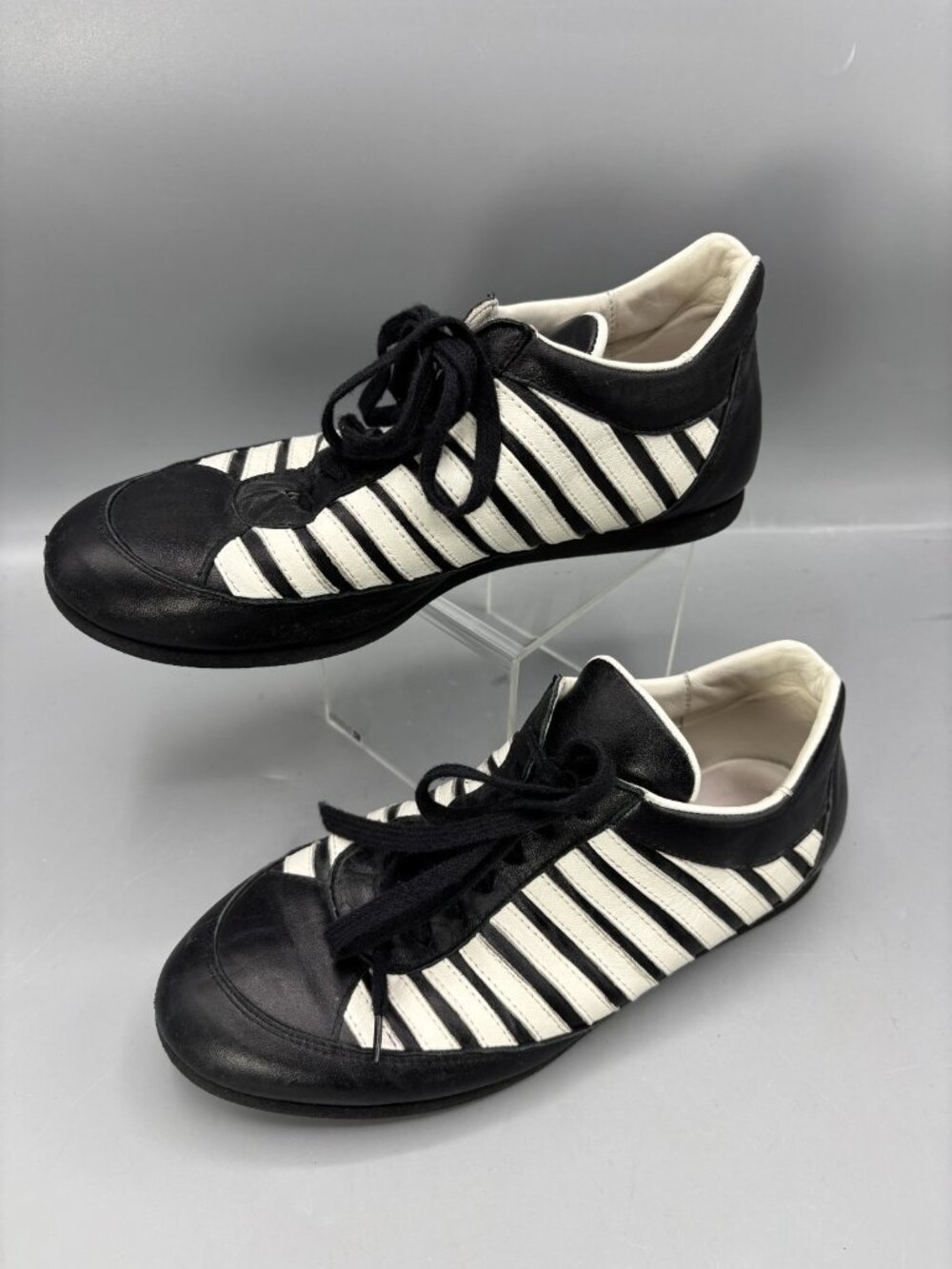 A.F. Vandevorst Shoes Womens EU 36 Black White Leather Contemporary Lace Up